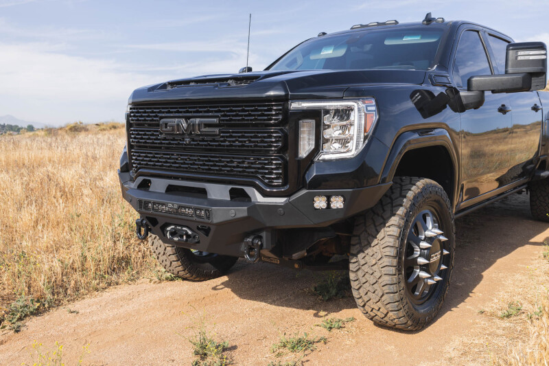 GMC Sierra 2500 Front Bumper - DV8 Offroad - Spec Series - Micro-texture black powder coat with satin black accents - `20-`23